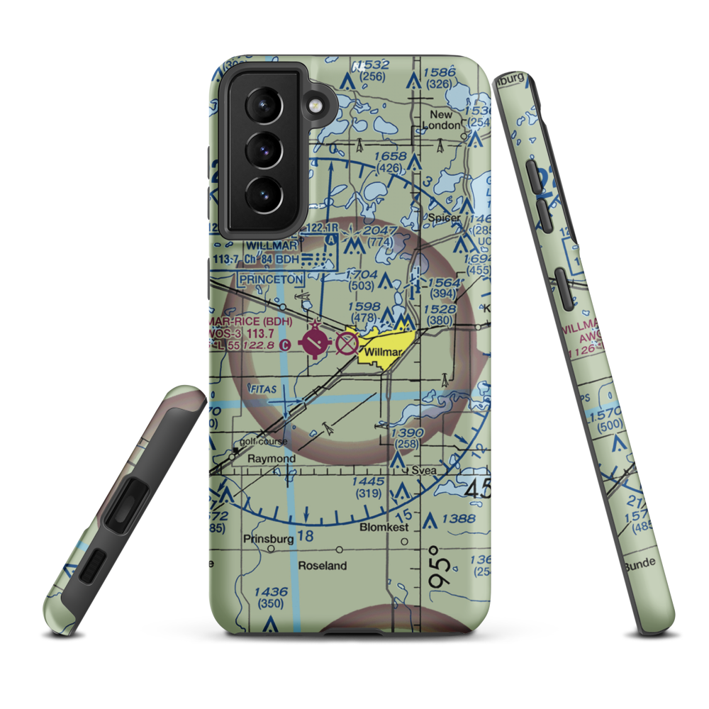 Willmar Municipal John L Rice Field (ILL) VFR Sectional Samsung Phone Case Samsung Galaxy S21 Plus model shown