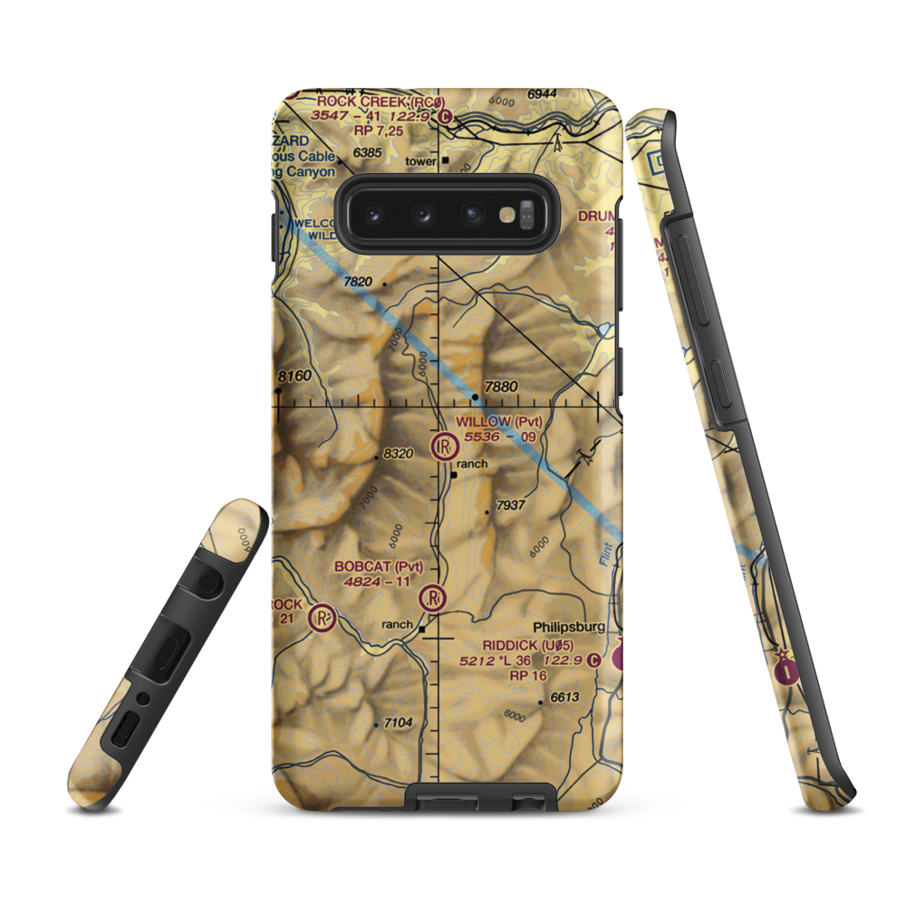 Willow Airport (3MT9) VFR Sectional Samsung Phone Case Samsung Galaxy S10 Plus model shown
