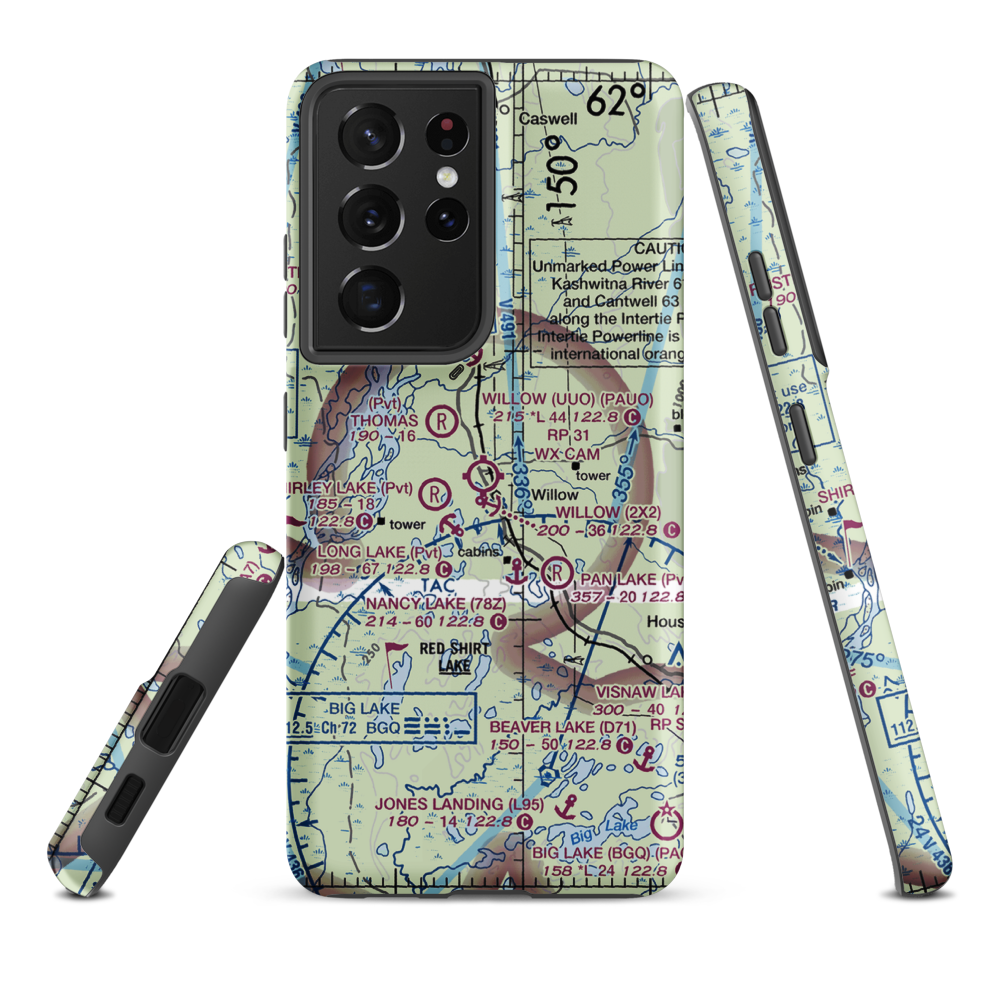 Willow Airport (UUO) VFR Sectional Samsung Phone Case Samsung Galaxy S21 Ultra model shown