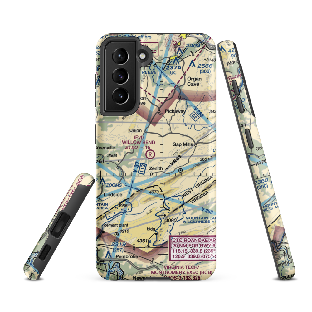 Willow Bend Airport (2WV5) VFR Sectional Samsung Phone Case Samsung Galaxy S21 FE model shown