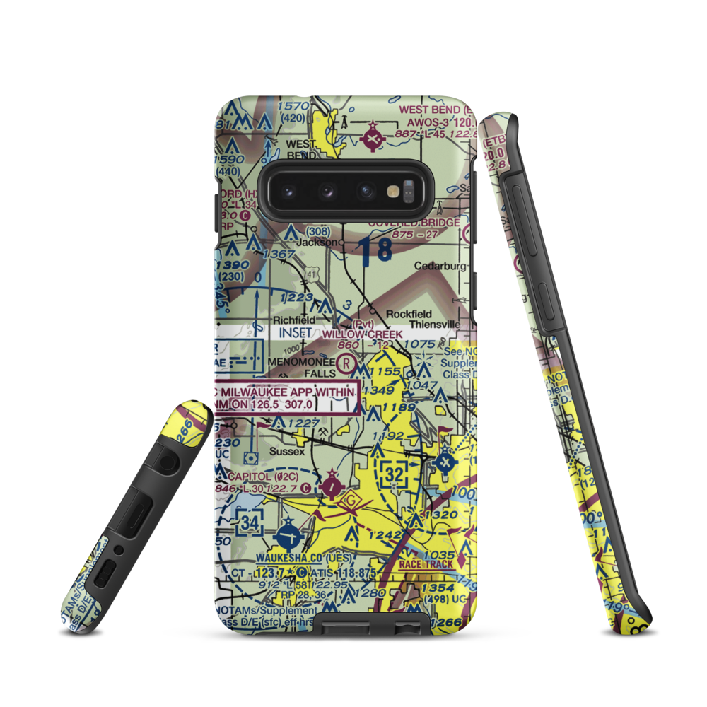 Willow Creek Airport (WI77) VFR Sectional Samsung Phone Case Samsung Galaxy S10 model shown