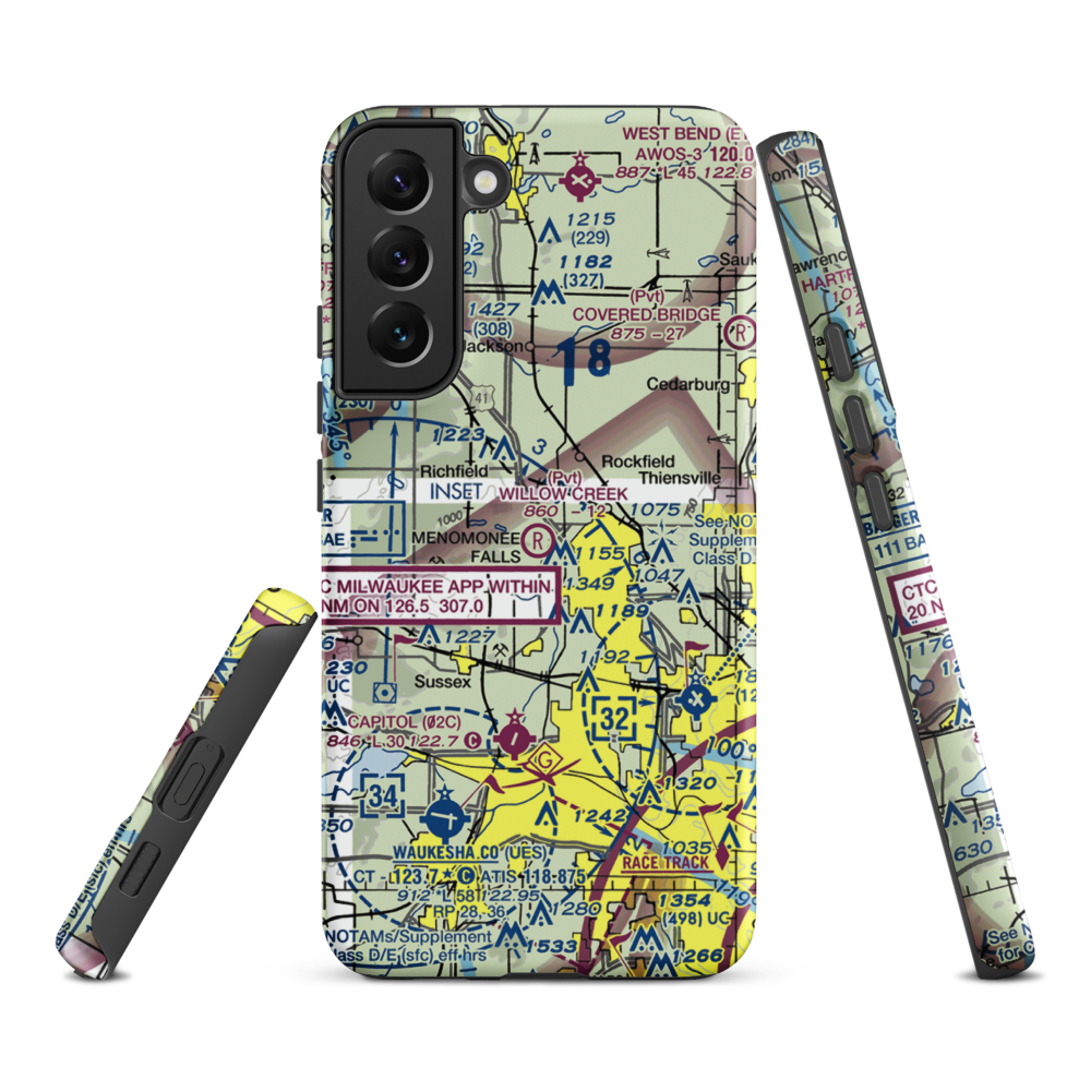 Willow Creek Airport (WI77) VFR Sectional Samsung Phone Case Samsung Galaxy S22 Plus model shown