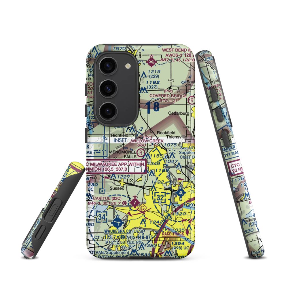 Willow Creek Airport (WI77) VFR Sectional Samsung Phone Case Samsung Galaxy S23 model shown