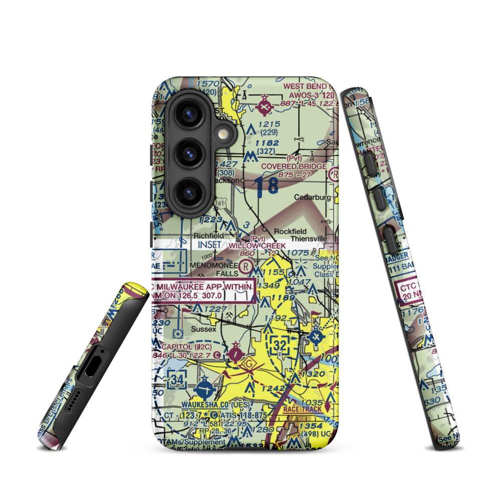 Willow Creek Airport (WI77) VFR Sectional Samsung Phone Case Samsung Galaxy S24 model shown