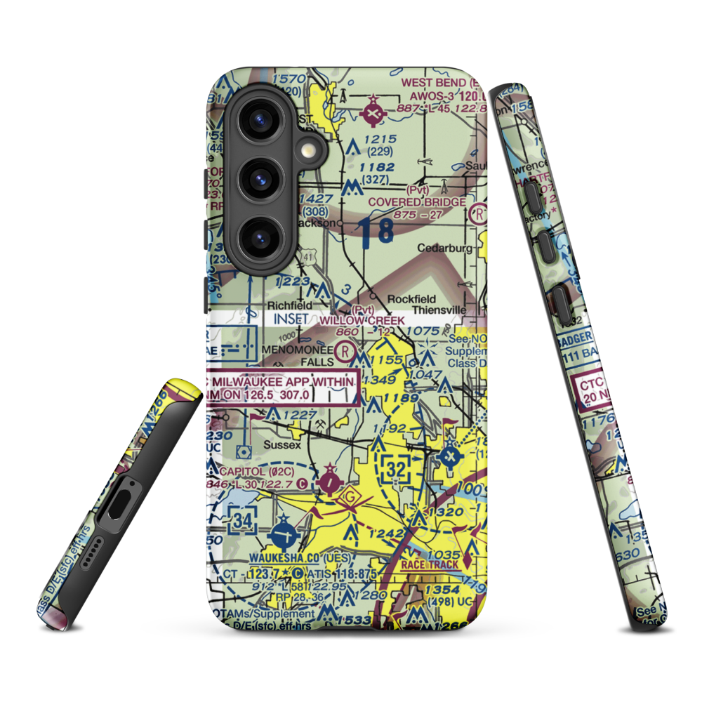 Willow Creek Airport (WI77) VFR Sectional Samsung Phone Case Samsung Galaxy S24 Plus model shown
