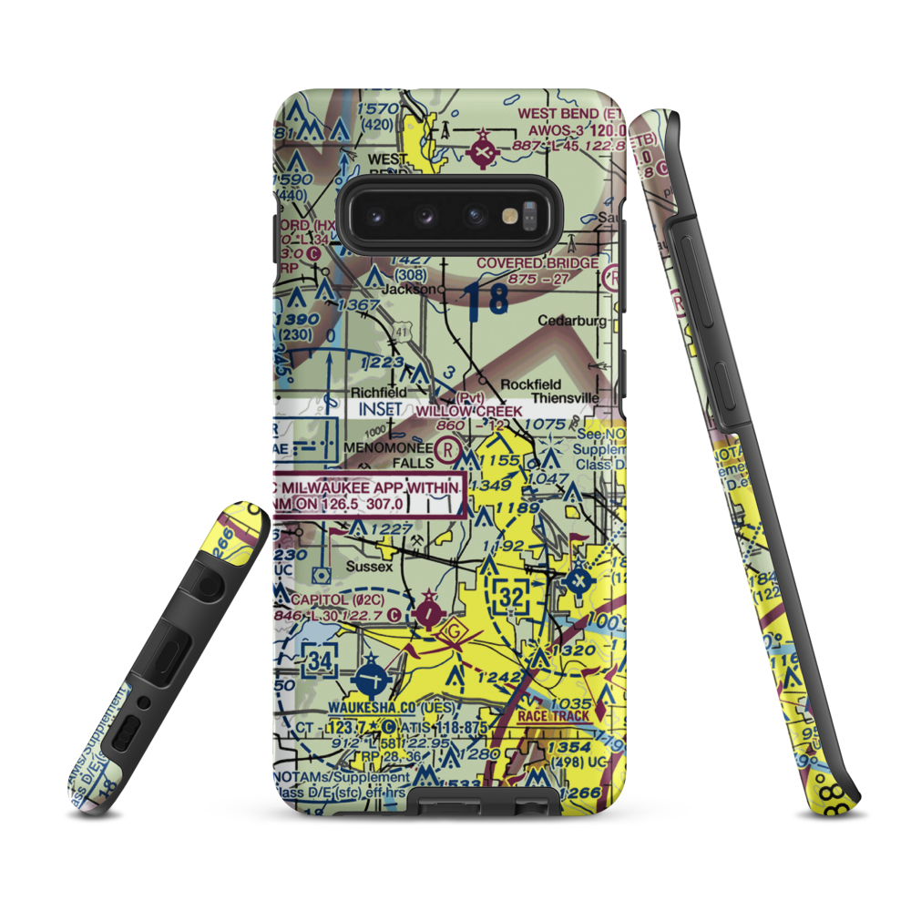 Willow Creek Airport (WI77) VFR Sectional Samsung Phone Case Samsung Galaxy S10 Plus model shown