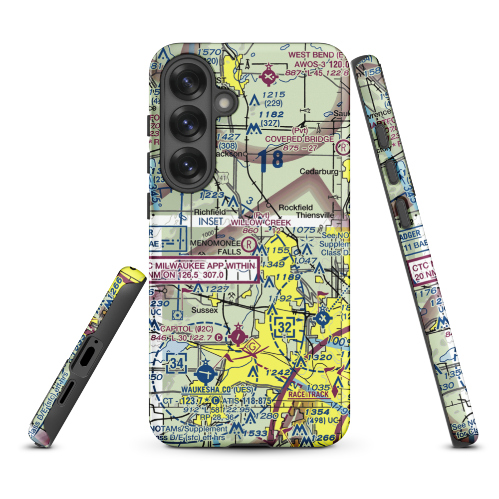 Willow Creek Airport (WI77) VFR Sectional Samsung Phone Case Samsung Galaxy S25 Plus model shown