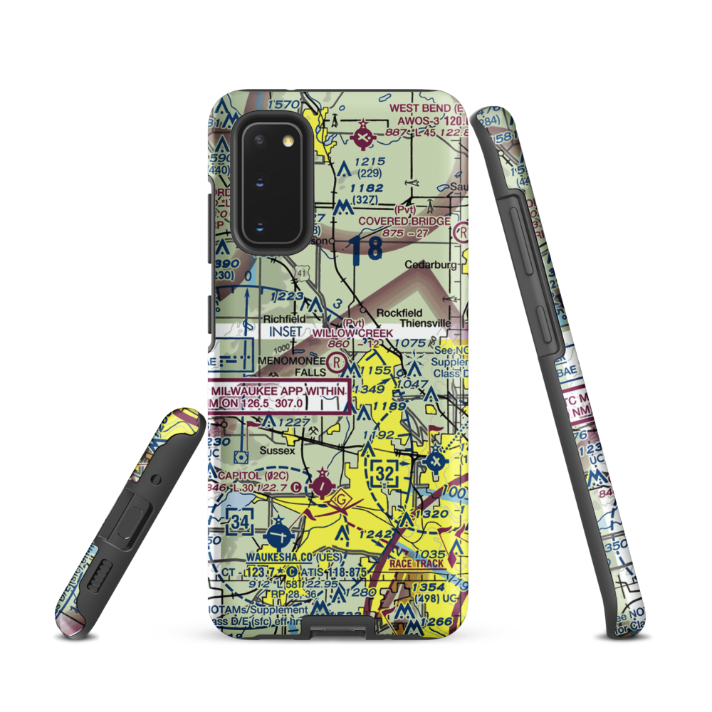 Willow Creek Airport (WI77) VFR Sectional Samsung Phone Case Samsung Galaxy S20 model shown