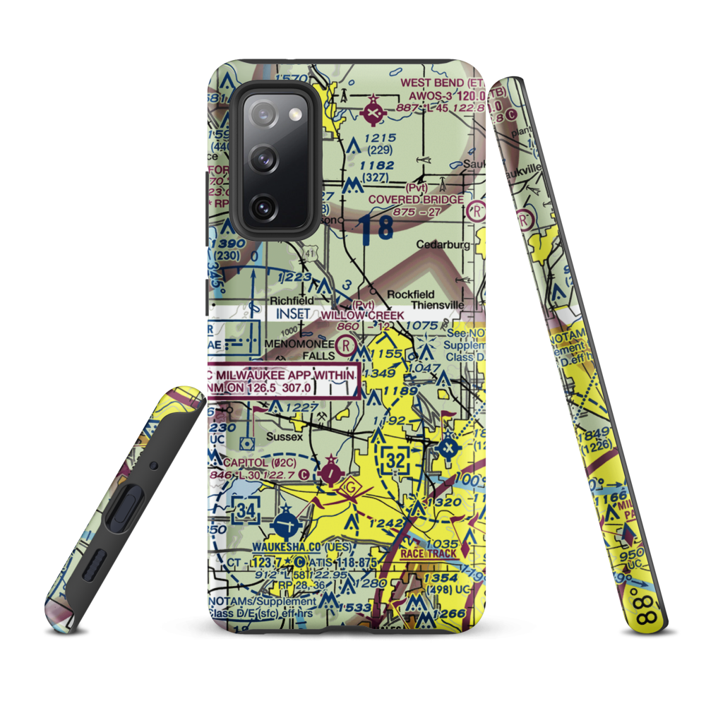 Willow Creek Airport (WI77) VFR Sectional Samsung Phone Case Samsung Galaxy S20 FE model shown