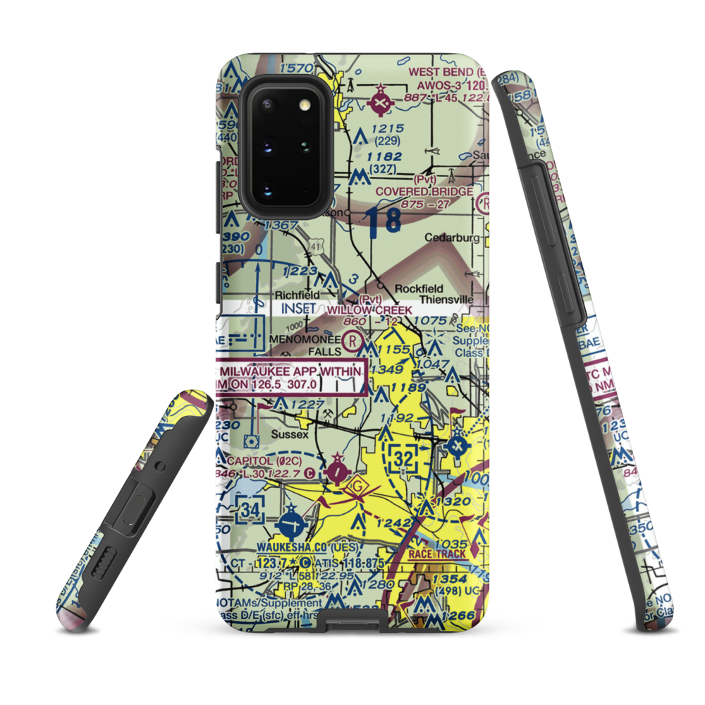 Willow Creek Airport (WI77) VFR Sectional Samsung Phone Case Samsung Galaxy S20 Plus model shown