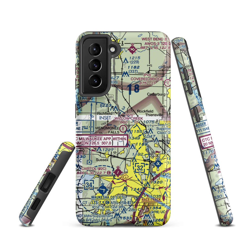 Willow Creek Airport (WI77) VFR Sectional Samsung Phone Case Samsung Galaxy S21 model shown