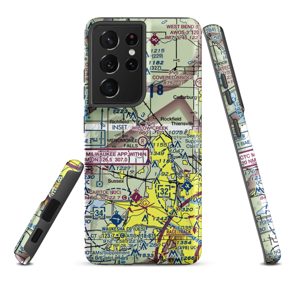 Willow Creek Airport (WI77) VFR Sectional Samsung Phone Case Samsung Galaxy S21 Ultra model shown