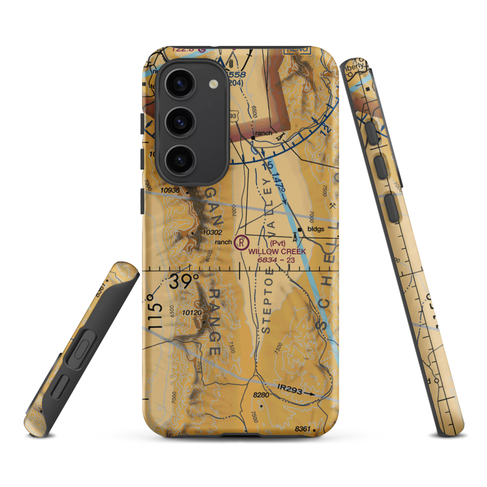 Willow Creek Trading Post Airport (NV99) VFR Sectional Samsung Phone Case Samsung Galaxy S23 Plus model shown
