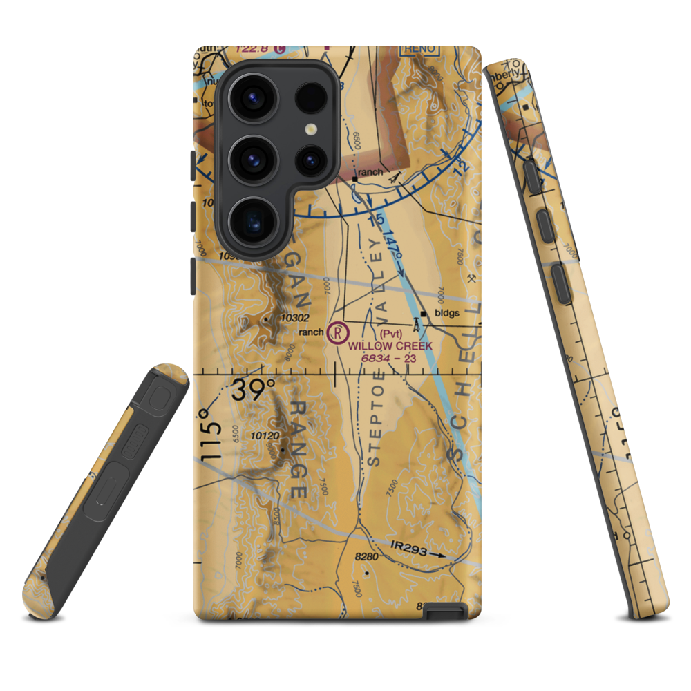 Willow Creek Trading Post Airport (NV99) VFR Sectional Samsung Phone Case Samsung Galaxy S23 Ultra model shown