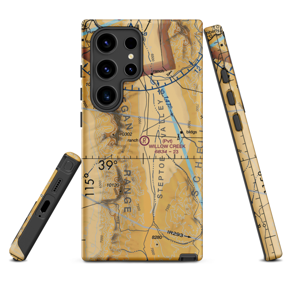 Willow Creek Trading Post Airport (NV99) VFR Sectional Samsung Phone Case Samsung Galaxy S24 Ultra model shown