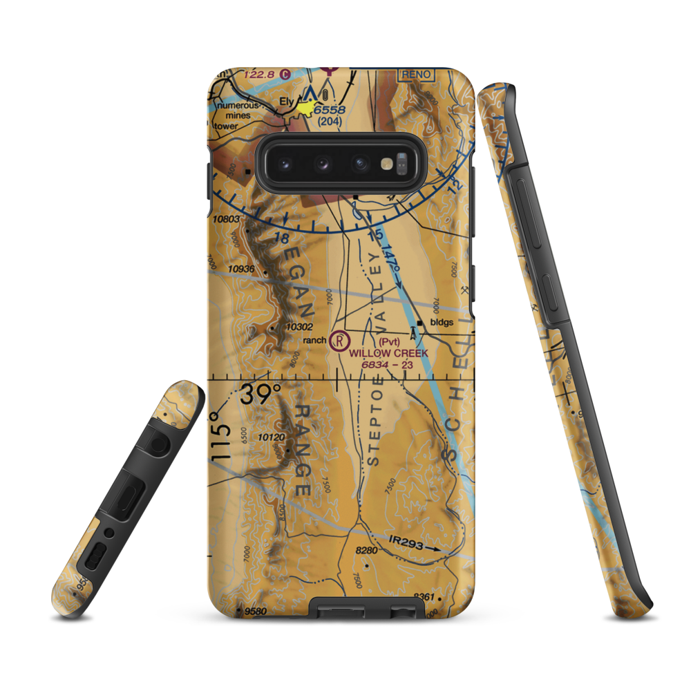 Willow Creek Trading Post Airport (NV99) VFR Sectional Samsung Phone Case Samsung Galaxy S10 Plus model shown