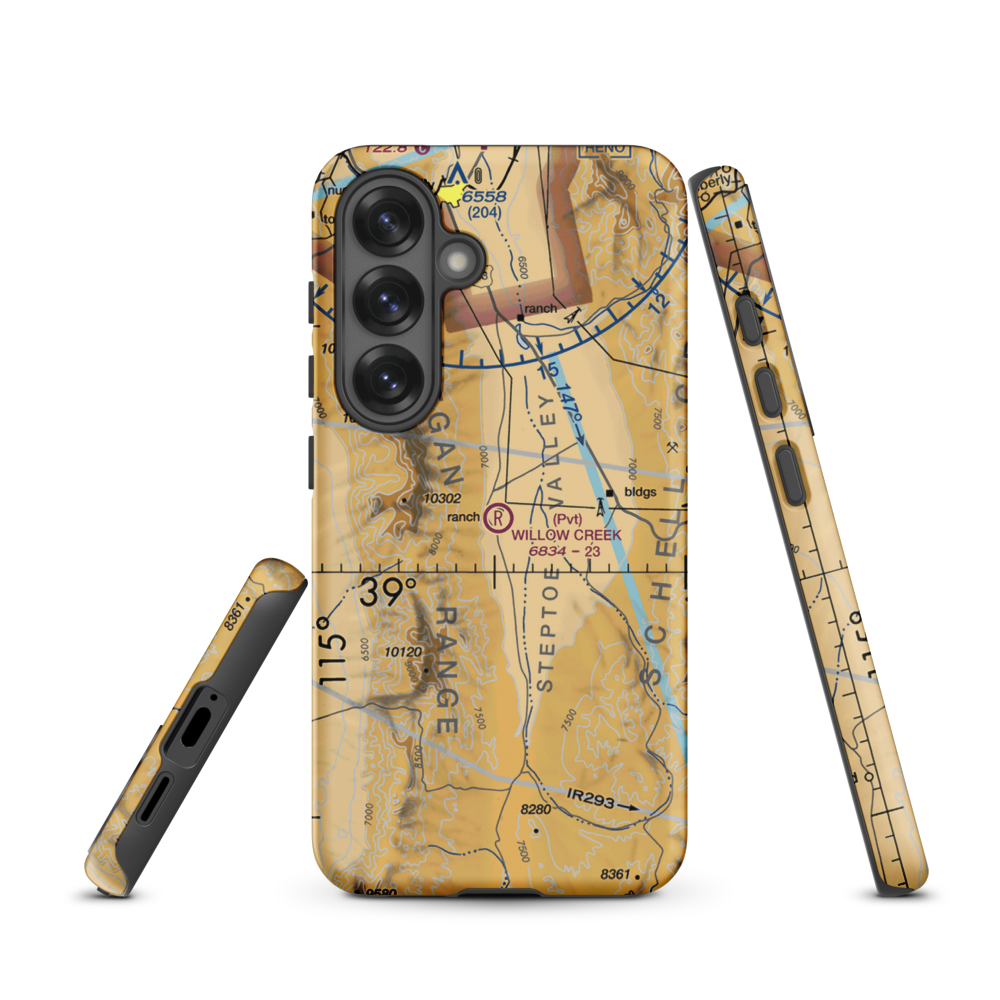 Willow Creek Trading Post Airport (NV99) VFR Sectional Samsung Phone Case Samsung Galaxy S25 model shown