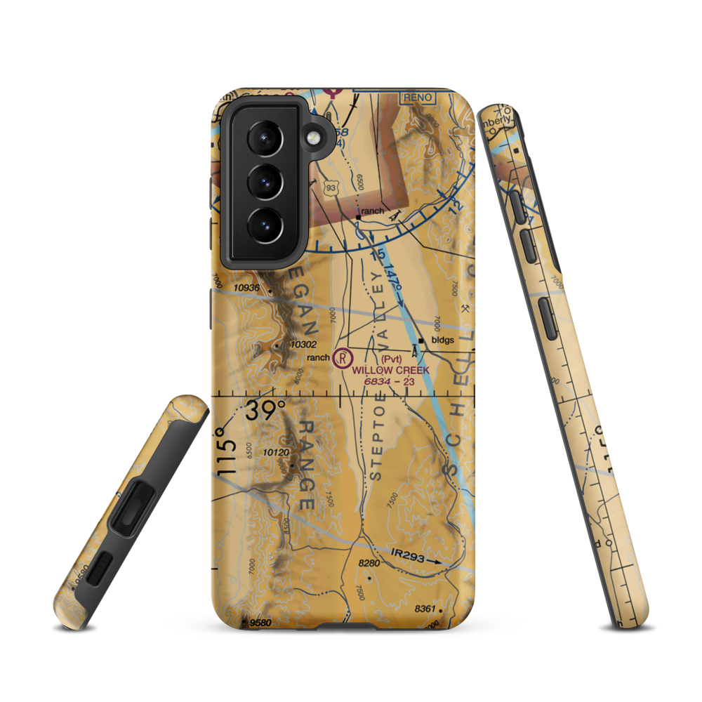 Willow Creek Trading Post Airport (NV99) VFR Sectional Samsung Phone Case Samsung Galaxy S21 model shown