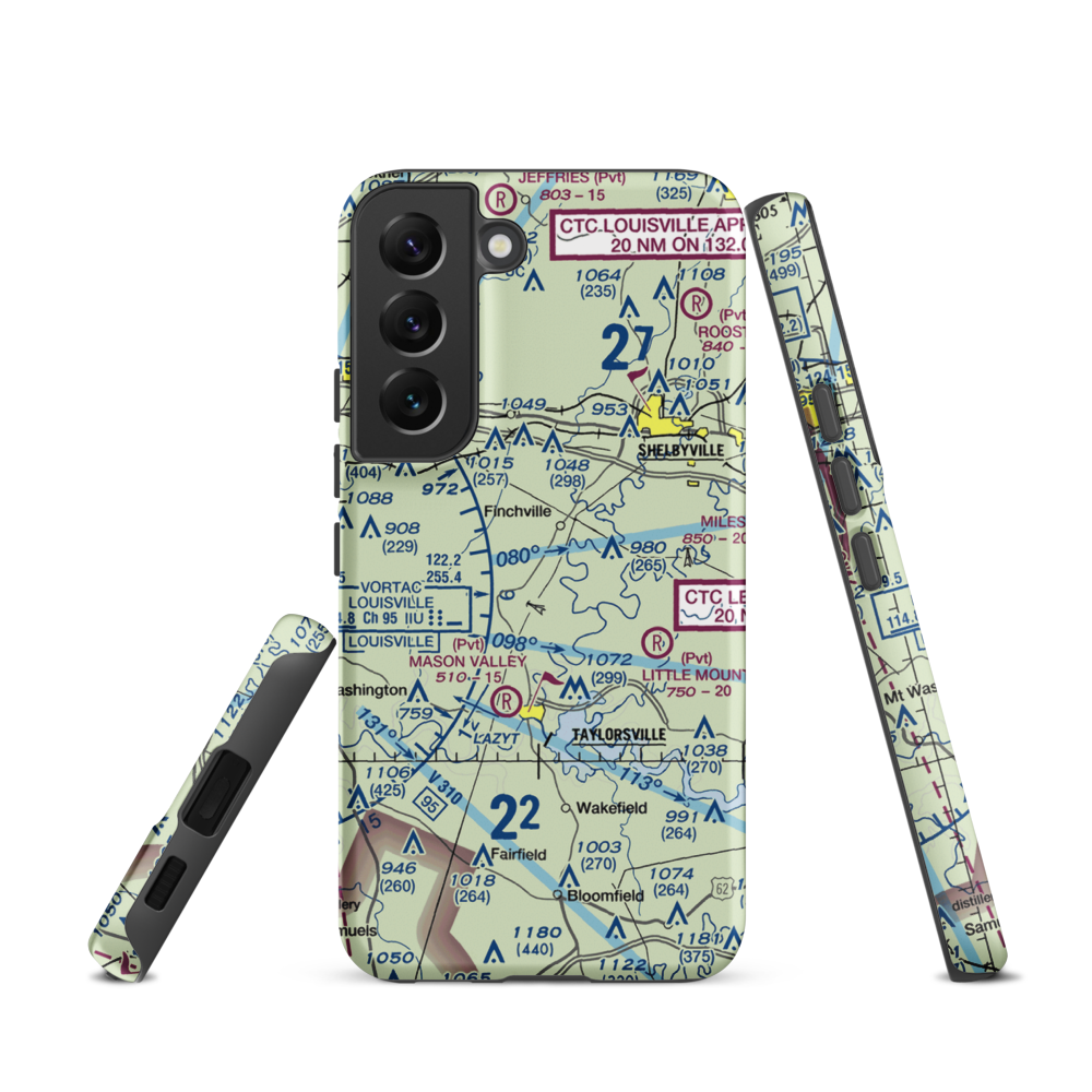 Willow Island Airpark (58KY) VFR Sectional Samsung Phone Case Samsung Galaxy S22 model shown