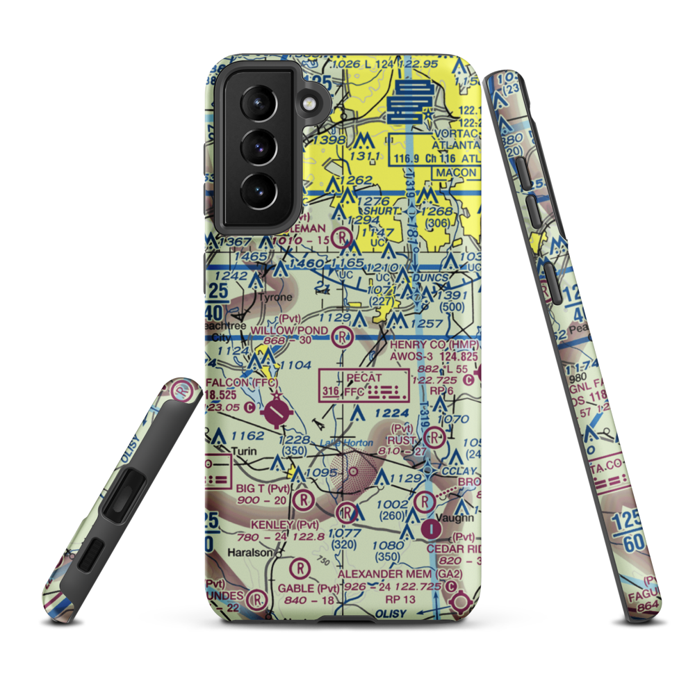 Willow Pond Aviation Inc Airport (19GA) VFR Sectional Samsung Phone Case Samsung Galaxy S21 FE model shown