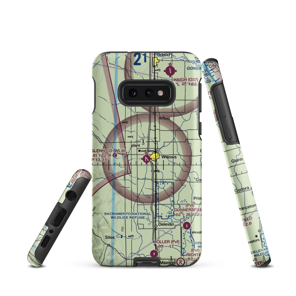 Willows Glenn County Airport (WLW) VFR Sectional Samsung Phone Case Samsung Galaxy S10 Plus model shown