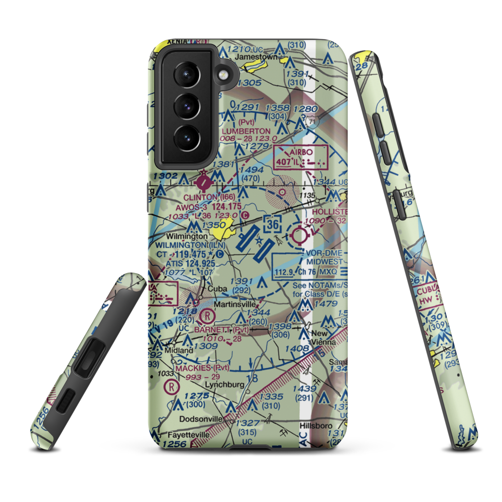 Wilmington Airpark (ILN) VFR Sectional Samsung Phone Case Samsung Galaxy S21 Plus model shown