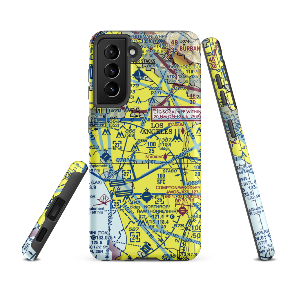 Wilshire Area Heliport (44L) VFR Sectional Samsung Phone Case Samsung Galaxy S21 FE model shown