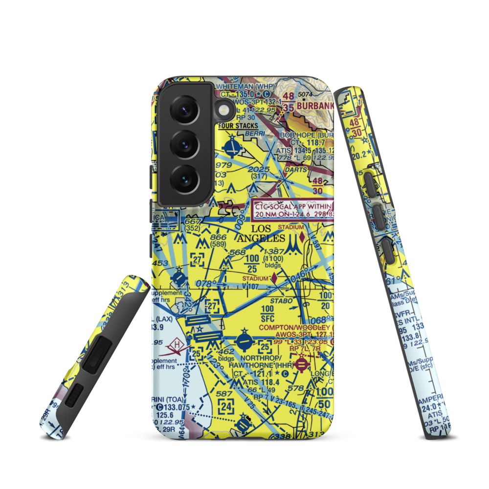 Wilshire Area Heliport (44L) VFR Sectional Samsung Phone Case Samsung Galaxy S22 model shown