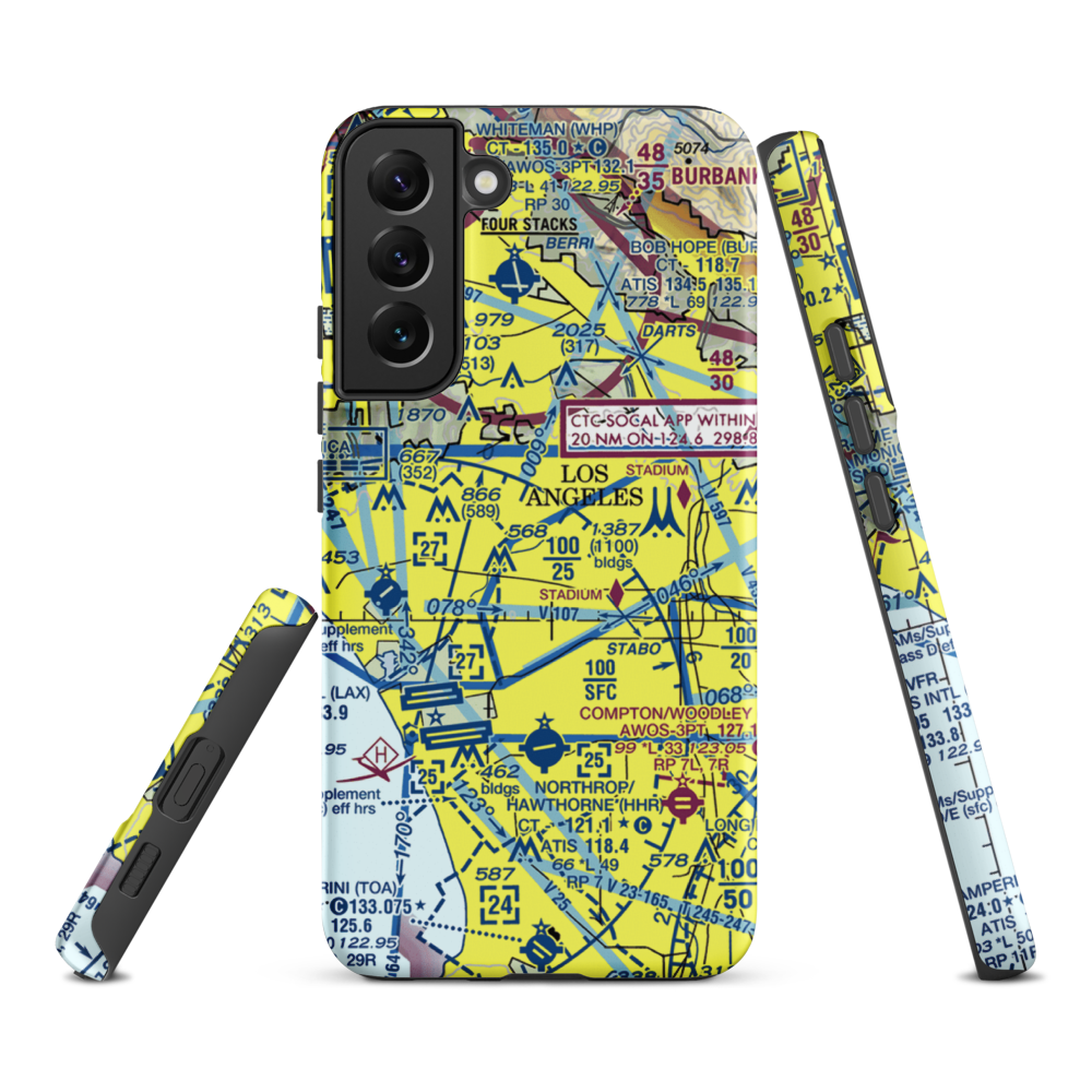 Wilshire Area Heliport (44L) VFR Sectional Samsung Phone Case Samsung Galaxy S22 Plus model shown