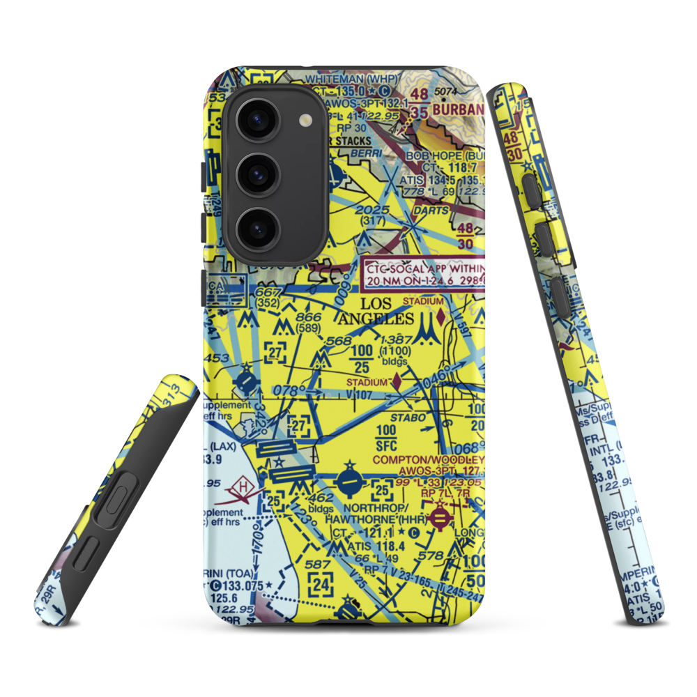 Wilshire Area Heliport (44L) VFR Sectional Samsung Phone Case Samsung Galaxy S23 Plus model shown