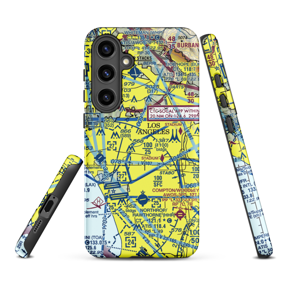 Wilshire Area Heliport (44L) VFR Sectional Samsung Phone Case Samsung Galaxy S24 Plus model shown