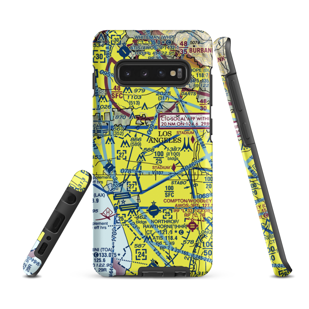 Wilshire Area Heliport (44L) VFR Sectional Samsung Phone Case Samsung Galaxy S10 Plus model shown