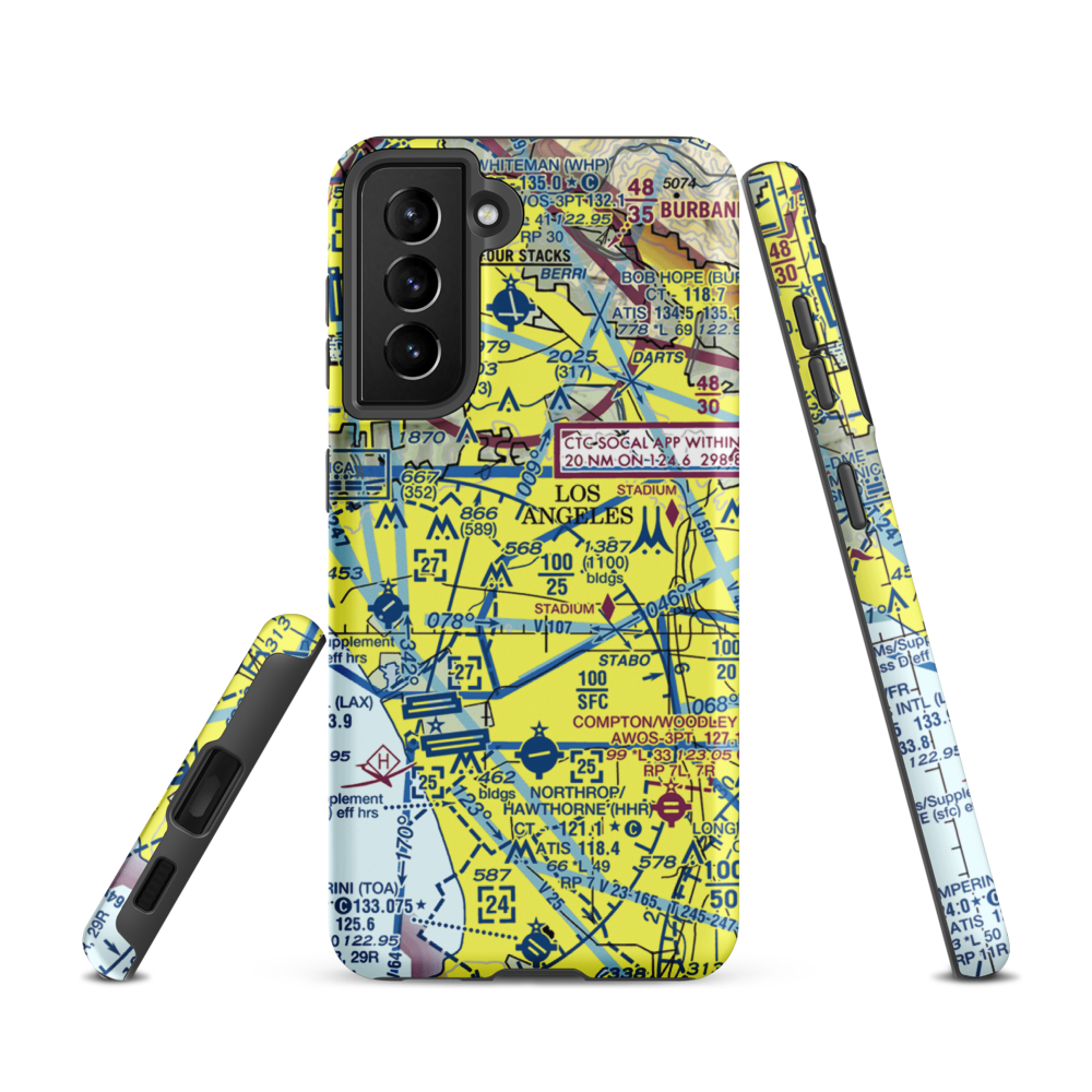 Wilshire Area Heliport (44L) VFR Sectional Samsung Phone Case Samsung Galaxy S21 model shown