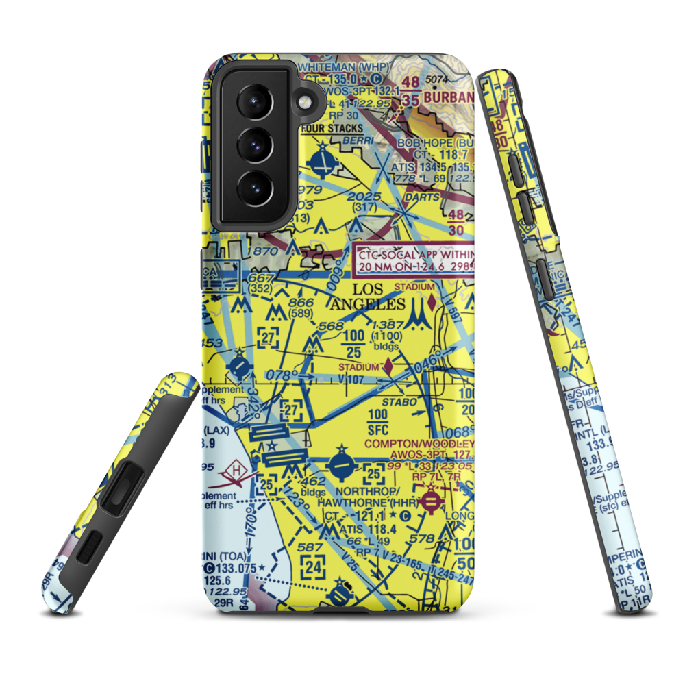Wilshire Area Heliport (44L) VFR Sectional Samsung Phone Case Samsung Galaxy S21 Plus model shown