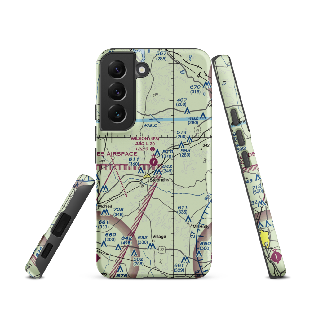 Wilson Airport (4F8) VFR Sectional Samsung Phone Case Samsung Galaxy S22 model shown