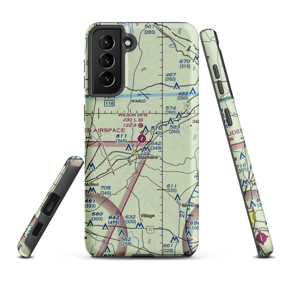 Wilson Airport (4F8) VFR Sectional Samsung Phone Case Samsung Galaxy S21 Plus model shown