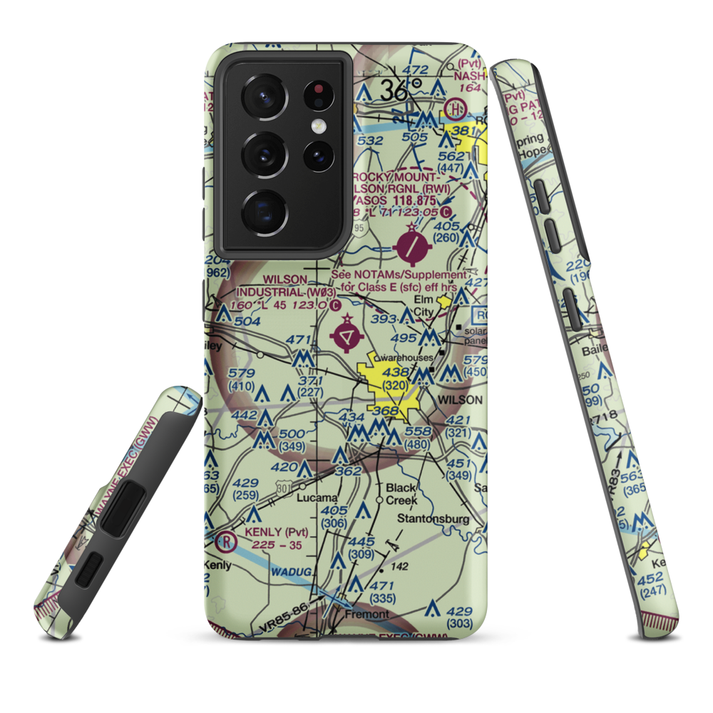 Wilson Industrial Air Center Airport (W03) VFR Sectional Samsung Phone Case Samsung Galaxy S21 Plus model shown