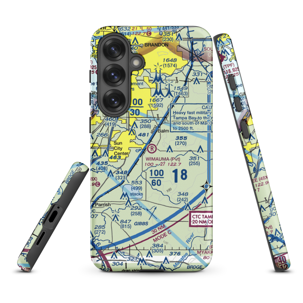 Wimauma Air Park (FD77) VFR Sectional Samsung Phone Case Samsung Galaxy S25 Plus model shown