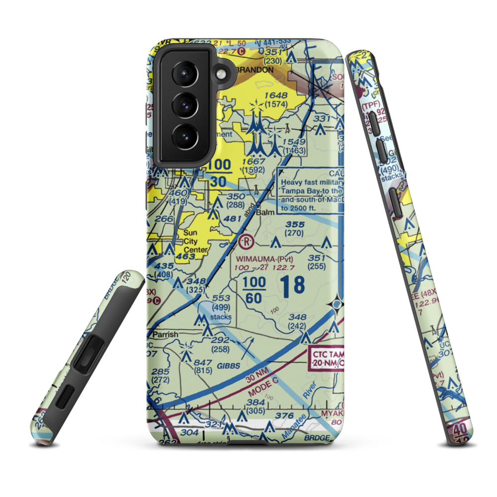 Wimauma Air Park (FD77) VFR Sectional Samsung Phone Case Samsung Galaxy S21 FE model shown