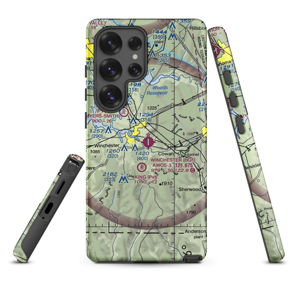 Winchester Municipal Airport (BGF) VFR Sectional Samsung Phone Case Samsung Galaxy S25 Ultra model shown