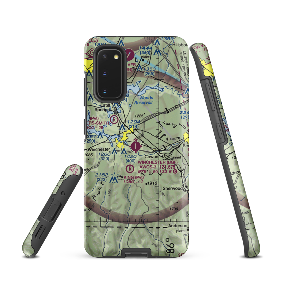 Winchester Municipal Airport (BGF) VFR Sectional Samsung Phone Case Samsung Galaxy S20 model shown