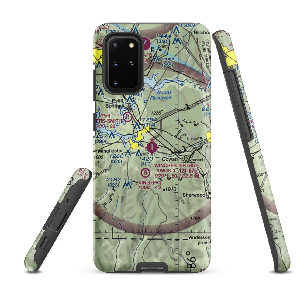 Winchester Municipal Airport (BGF) VFR Sectional Samsung Phone Case Samsung Galaxy S20 Plus model shown