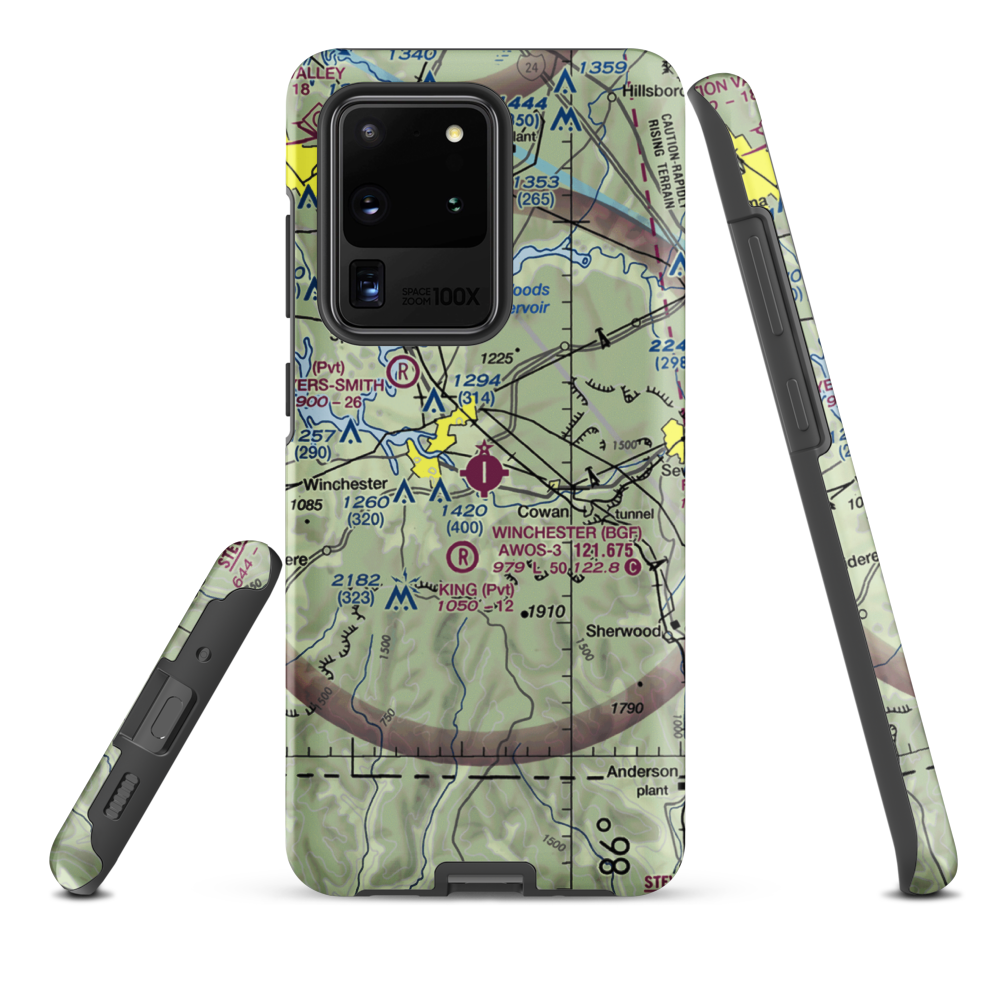 Winchester Municipal Airport (BGF) VFR Sectional Samsung Phone Case Samsung Galaxy S20 Ultra model shown