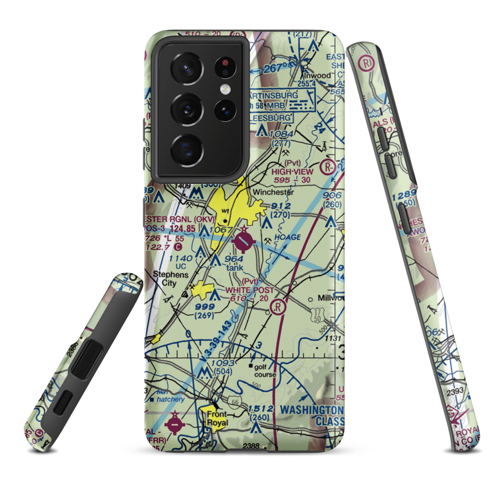 Winchester Regional Airport (OKV) VFR Sectional Samsung Phone Case Samsung Galaxy S21 Ultra model shown