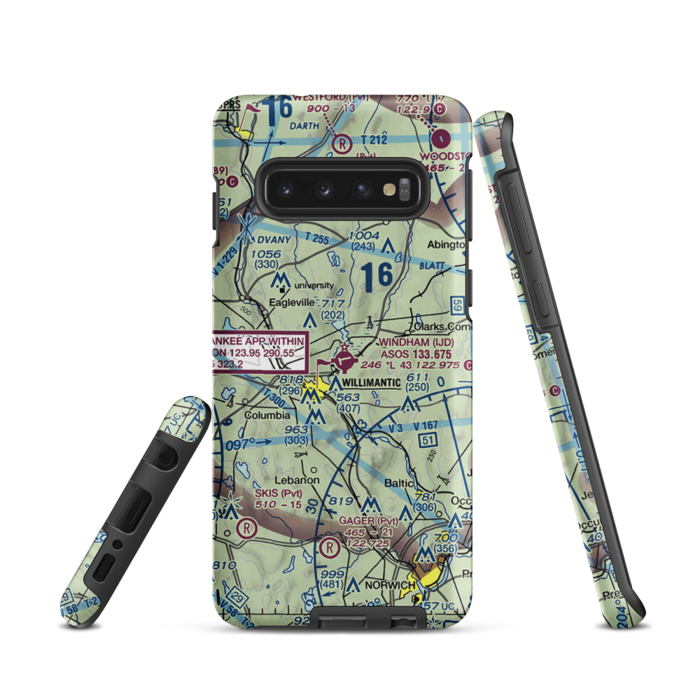 Windham Airport (IJD) VFR Sectional Samsung Phone Case Samsung Galaxy S10 model shown