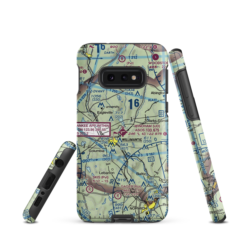 Windham Airport (IJD) VFR Sectional Samsung Phone Case Samsung Galaxy S10e model shown