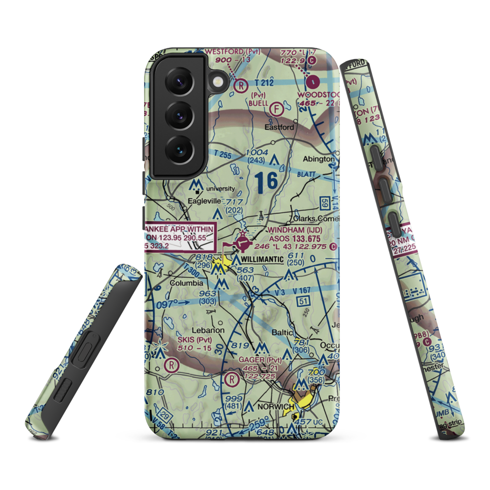 Windham Airport (IJD) VFR Sectional Samsung Phone Case Samsung Galaxy S22 Plus model shown