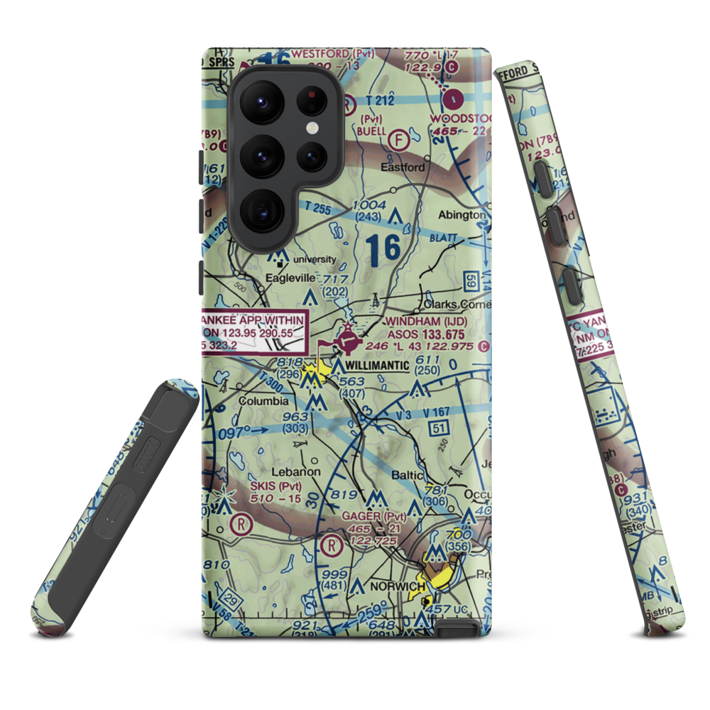 Windham Airport (IJD) VFR Sectional Samsung Phone Case Samsung Galaxy S22 Ultra model shown