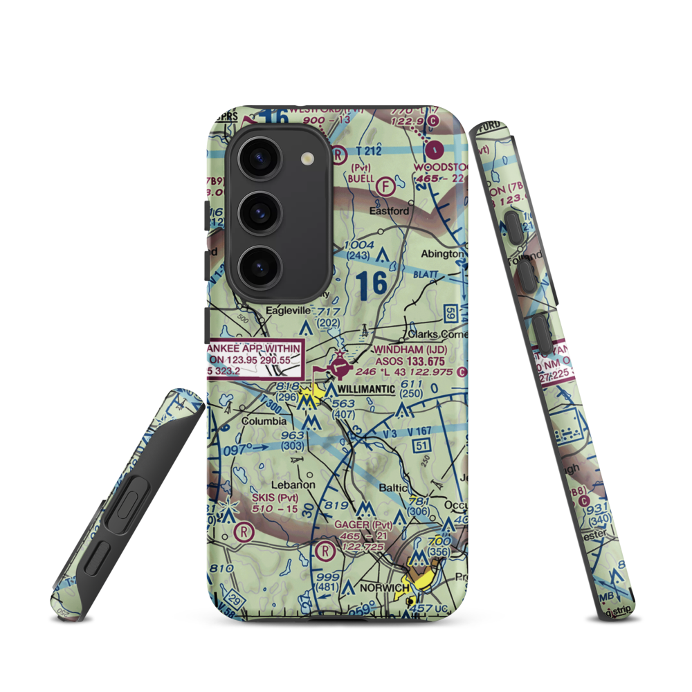 Windham Airport (IJD) VFR Sectional Samsung Phone Case Samsung Galaxy S23 model shown