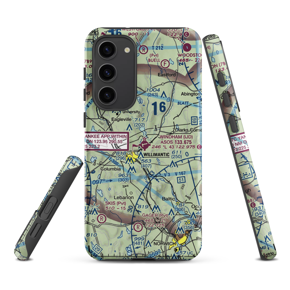 Windham Airport (IJD) VFR Sectional Samsung Phone Case Samsung Galaxy S23 Plus model shown